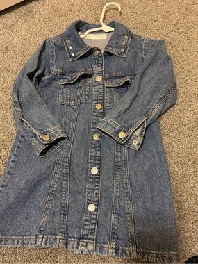 Zara Girls Blue Denim Button-Front Dress Jacket